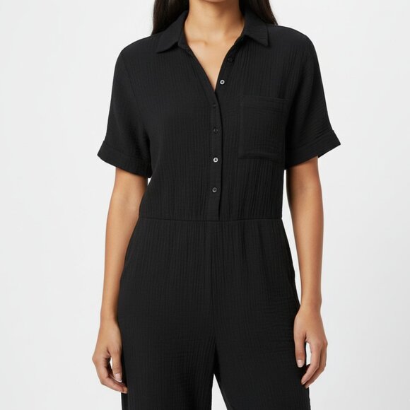 NWT L*Space Black Cotton Button Front Stacie Jumper – Women’s S - Picture 1 of 8